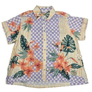 Free People We The Free Retro Tropics Shirt Women XS Sunset Floral Print NWOT
